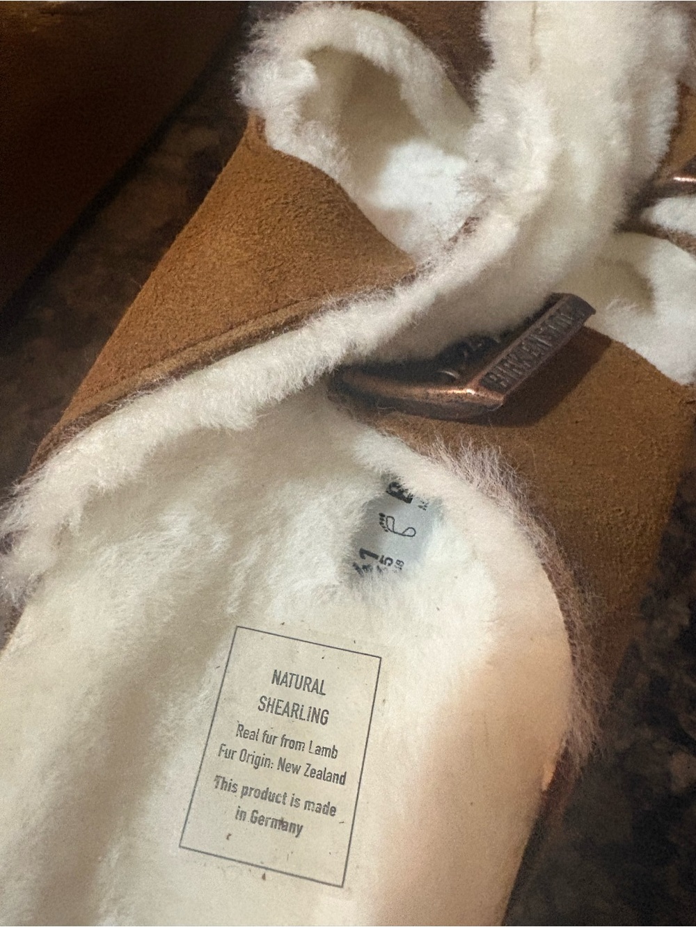 Birkenstock Arizona Shearling Lined Suede Slide - Chestnut Brown - Picture 3 of 6